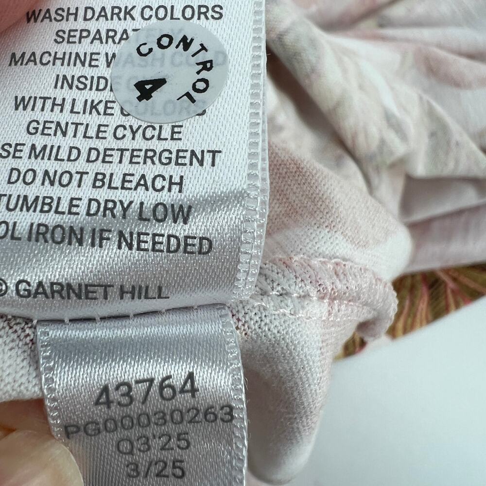 Garnet Hill Floral Satin Robe in Coral, Olive & Cream - Picture 9 of 11